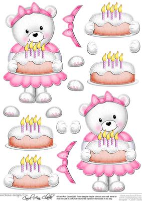 Teddy Tess's Birthday Cake 3D Decoupage Designs