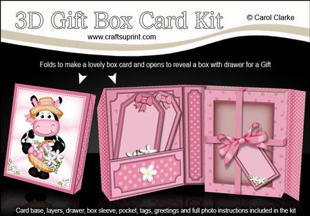 3D Milly Moo Cow's Basket Gift Box Card Kit & 3D Decoupage