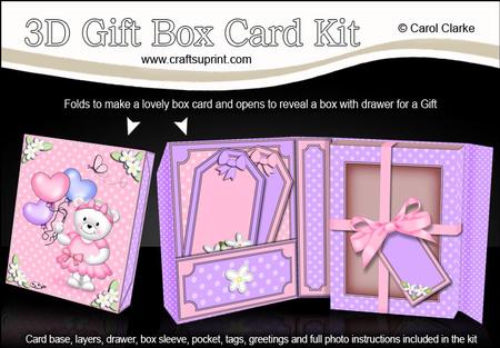 3D Teddy Tess's Balloons Gift Box Card Kit & 3D Decoupage