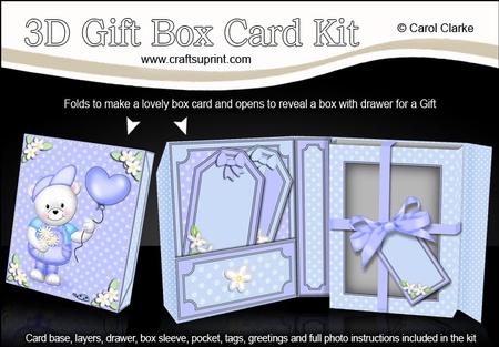 3D Teddy Ed's Balloons Gift Box Card Kit & 3D Decoupage