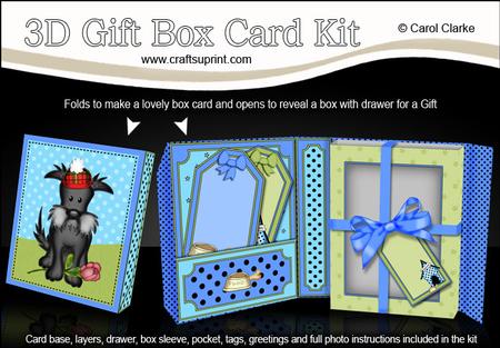 3D Hamish Scottie Dog Gift Box Card Kit & 3D Decoupage