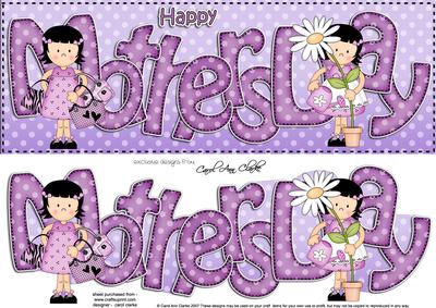 Girlz Mothers Day Large Dl Quick Card 3D Decoupage
