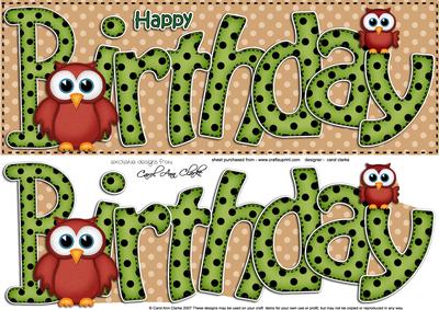 Owls Birthday Large Dl Quick Card 3D Decoupage