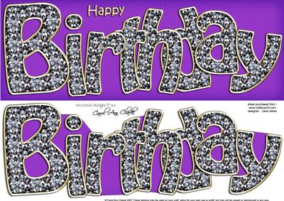 Diamonds Birthday Large Dl Quick Card 3D Decoupage