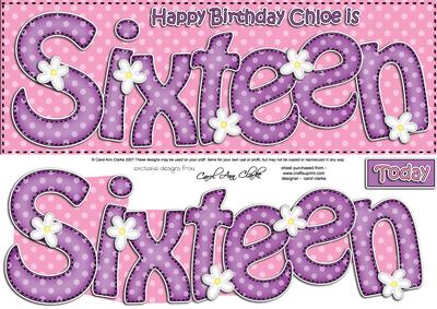 16th Birthday Chloe Large Dl Quick Card N 3D Decoupage