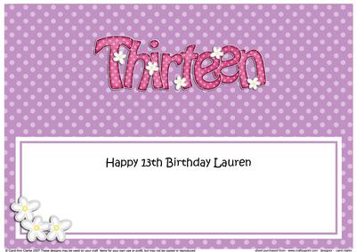 13th Birthday Lauren Large Dl Matching Large Dl Insert