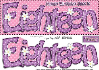 18th Birthday Jess Large Dl Quick Card N 3D Decoupage