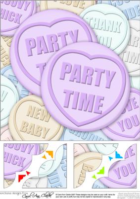 8 x 8 Party Time Sweet Heart Scalloped Corner Topper