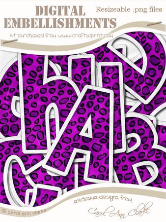 Leopardskin Felties Uppercase Alpha Digital Embellishment