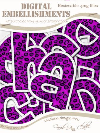 Leopardskin Felties Lowercase Alpha Digital Embellishment