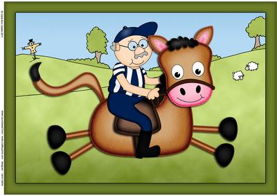 A4 Bert Rides His Horse Card Topper