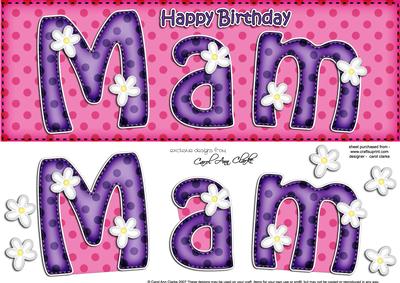 Large Dl Birthday Mam Quick Card N 3D Decoupage