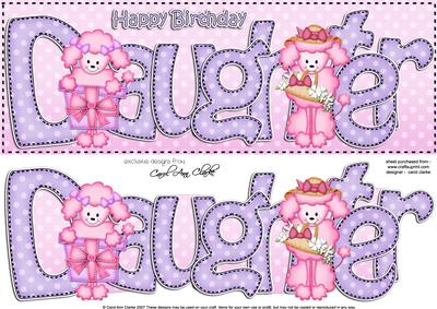 Poodle Dog Birthday Daughter Large Dl 3D Decoupage