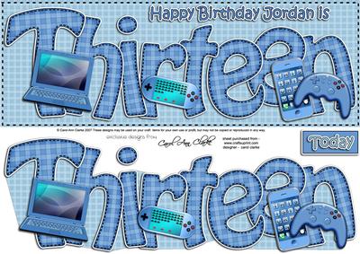 13th Birthday Jordan Large Dl Quick Card N 3D Decoupage