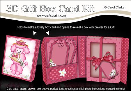 3D Bon Bon Poodle Gift Box Card Kit with 3D Decoupage