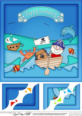 8 x 8 Pirates Ahoy!! Birthday Scalloped Corner