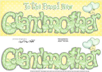 Large Dl New Grandmother Felties Card & 3D Decoupage