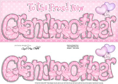 Large Dl New Grandmother Felties Card & 3D Decoupage