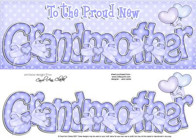 Large Dl New Grandmother Felties Card & 3D Decoupage