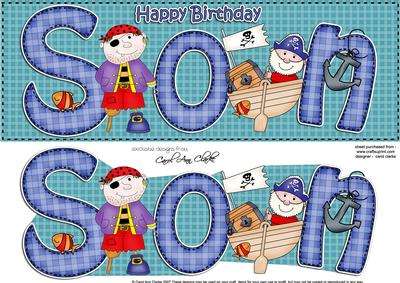 Pirates Birthday Son Large Dl Quick Card 3D Decoupage