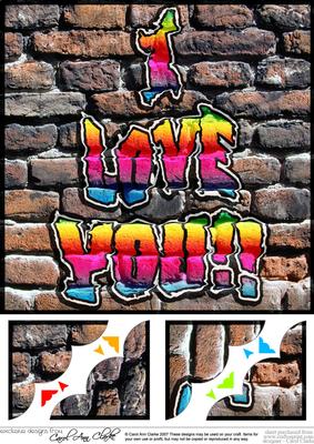 8 x 8 Graffiti I Love You Scalloped Corner Topper