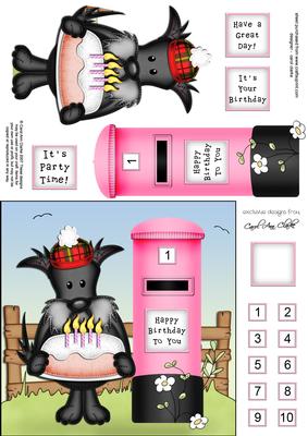 Hamish Scottie Dog N Postbox Quick Card N 3D Decoupage