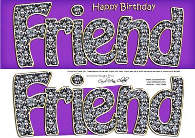 Birthday Diamonds Friend Large Dl Quick Card N 3D Decoupage