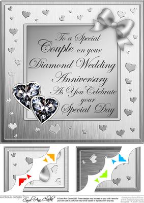 Diamond Wedding Anniversary 8 x 8 Scalloped Corner Topper