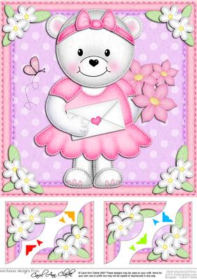 8 x 8 Teddy Tess's Letter Scalloped Corner Topper