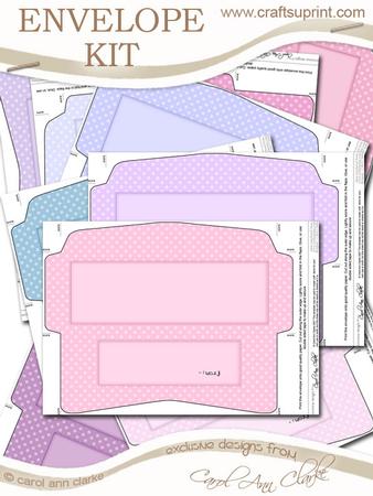 10 Mini Dl (80 x 215mm) Pastel Dots Envelope Kit