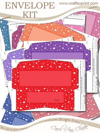 10 Mini Dl (80 x 215mm) Romantic Hearts Envelope Kit