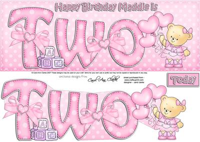 2nd Birthday Maddie Large Dl Quick Card N 3D Decoupage