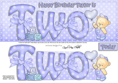 2nd Birthday Taylor Large Dl Quick Card N 3D Decoupage