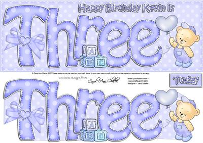 3nd Birthday Kevin Large Dl Quick Card N 3D Decoupage
