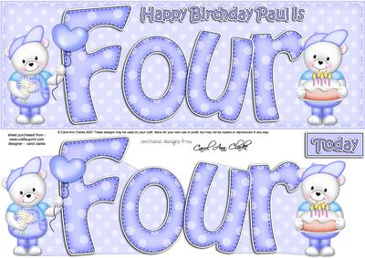 4th Birthday Paul Large Dl Quick Card N 3D Decoupage