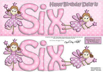 6th Birthday Daisy Large Dl Quick Card N 3D Decoupage
