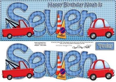 7th Birthday Noah Large Dl Quick Card N 3D Decoupage