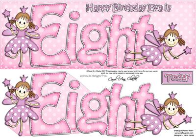 8th Birthday Eva Large Dl Quick Card N 3D Decoupage