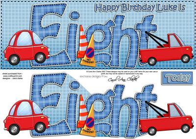 8th Birthday Luke Large Dl Quick Card N 3D Decoupage