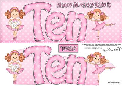 10th Birthday Ellie Large Dl Quick Card N 3D Decoupage