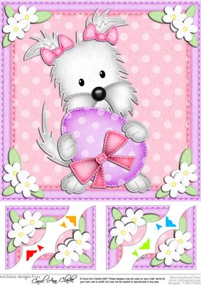 8 x 8 Jess Westie's Easter Egg Scalloped Corner Topper