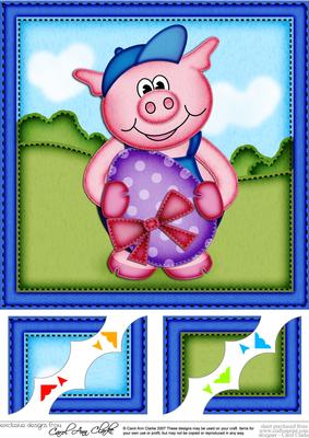 8 x 8 Ziggy Piggy's Easter Egg Scalloped Corner Topper