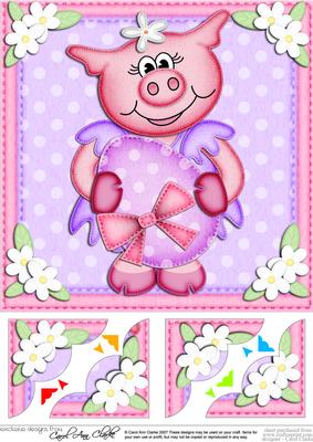 8 x 8 Zoe Piggy's Easter Egg Scalloped Corner Topper