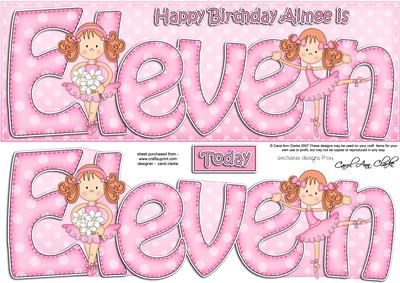 11th Birthday Aimee Large Dl Quick Card N 3D Decoupage