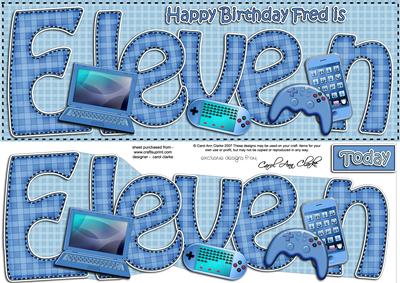 11th Birthday Fred Large Dl Quick Card N 3D Decoupage