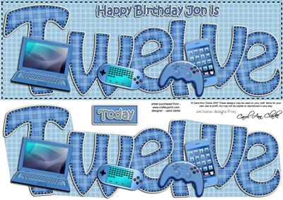 12th Birthday Jon Large Dl Quick Card N 3D Decoupage