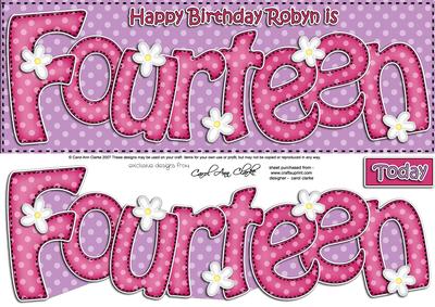 14th Birthday Robyn Large Dl Quick Card N 3D Decoupage