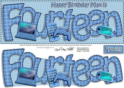 14th Birthday Max Large Dl Quick Card N 3D Decoupage