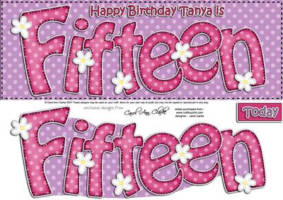 15th Birthday Tanya Large Dl Quick Card N 3D Decoupage