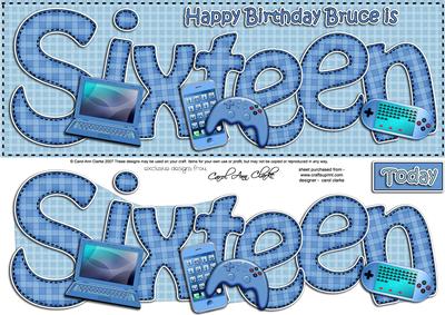 16th Birthday Bruce Large Dl Quick Card N 3D Decoupage